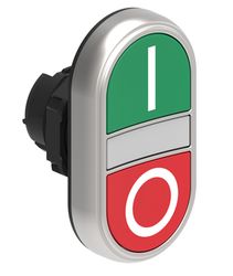 Doppeldrucktaster grün/rot I - O, mit weißer Anzeige, 22mm