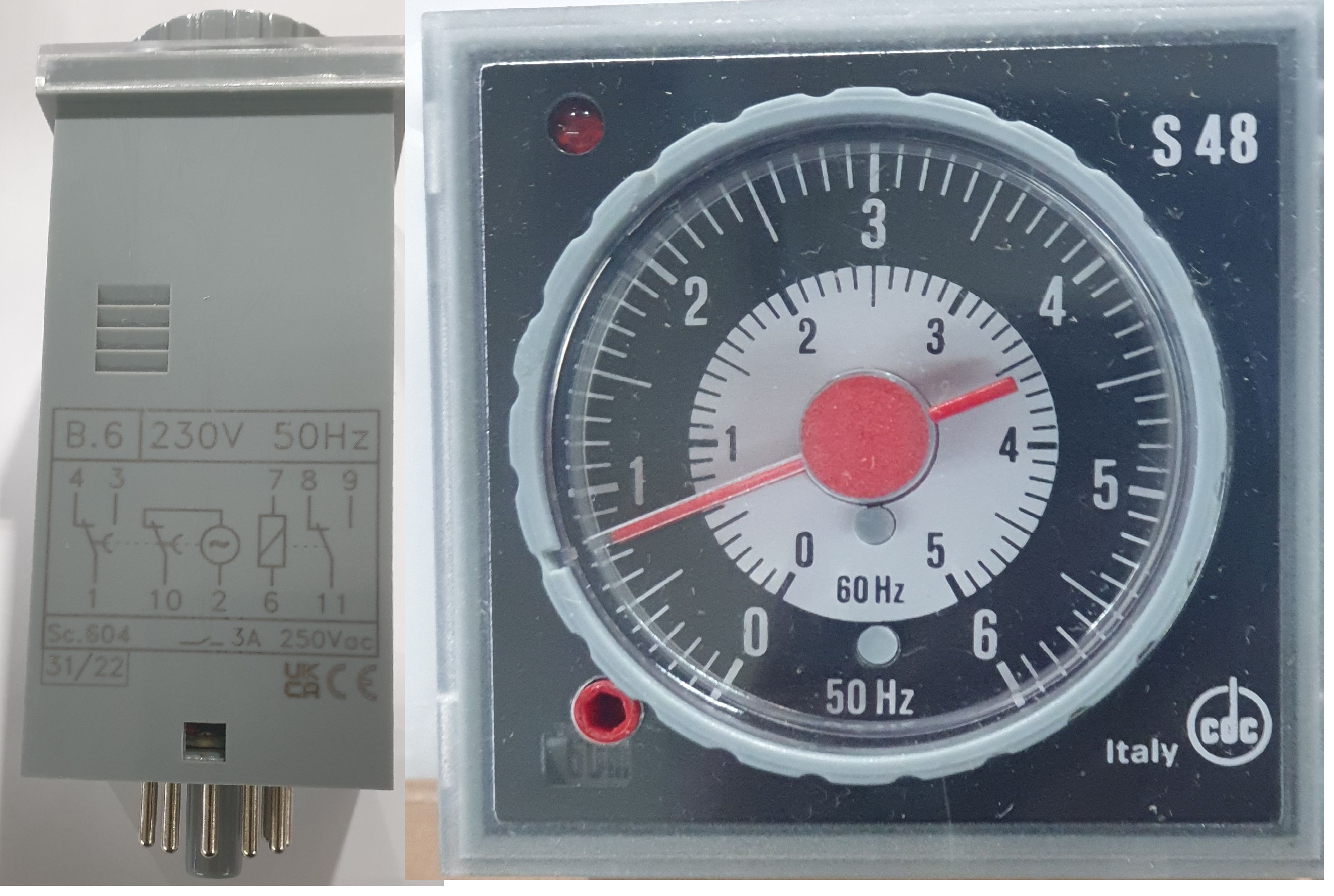 Zeituhr mit Rückstellung 220V / 50-60Hz 6s - 6h